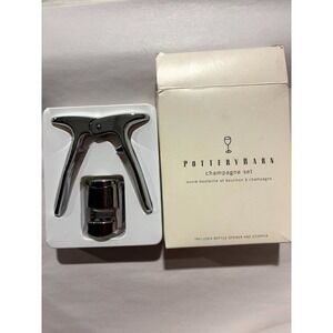 Vintage Pottery Barn Champagne Set Stopper And Bottle Opener Barware